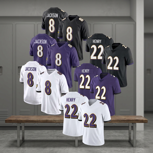 เสื้ออเมริกันฟุตบอล 8 ลามาร์ แจ็คสัน 22 เดอร์ริก เฮนรี่เด็ก ขาสั้น แห้งเร็ว เย็บติดอย่างดี รุ่นลิมิเต็ด - Product Image 3