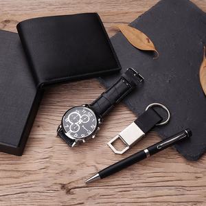 2025 alta qualidade luxo itens promocionais logotipo personalizado carteira corporativa negócios Relógios e caneta chaveiro 4in conjunto de presente - Product Image 6
