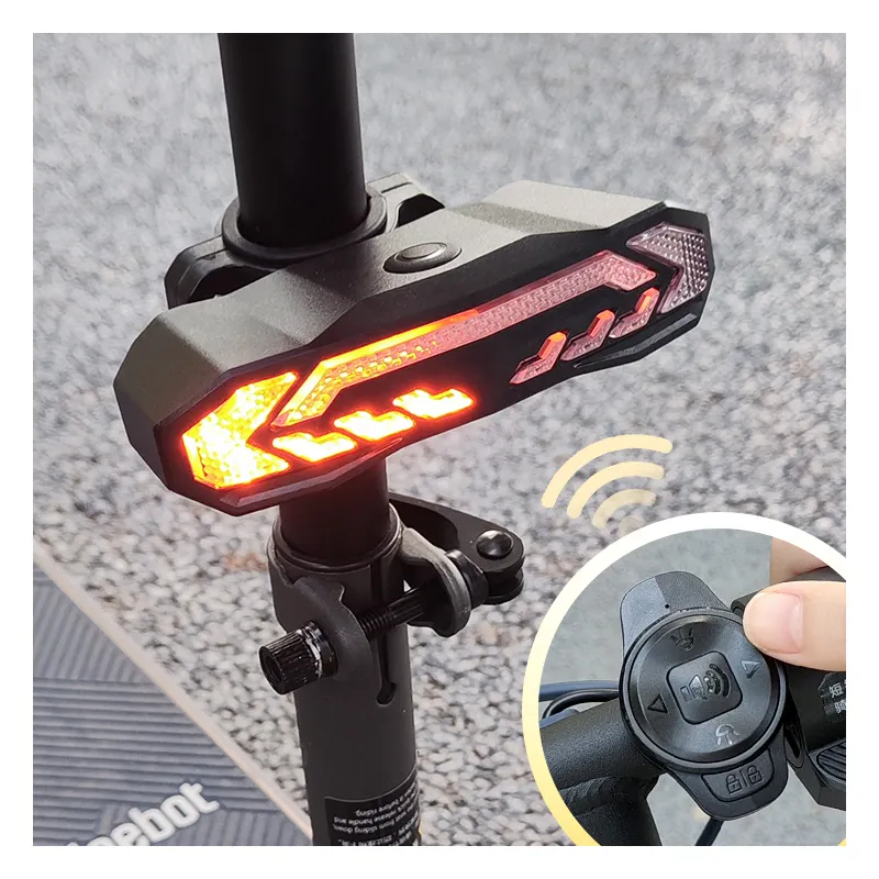IP 65 Waterproof Bike Tail Light LED Rear Light for Bicycle with Remote PC Material Rechargeable and Battery Power Supply