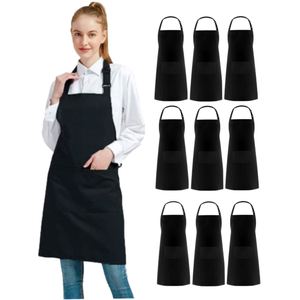 Tablier de cuisine ajustable en coton et polyester noir pur, imperméable, avec poches (1 à 4), style moderne et simple, logo personnalisé - Product Image 6