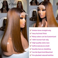Peluca de Cabello Humano Virgen Vietnamita SDD con Cierre Frontal de Encaje HD 5x5, 250% de Densidad, 16 Pulgadas, Color Jengibre, Hecha a Mano