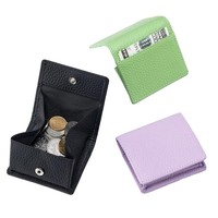 Mini portefeuille en cuir de vache pour femmes, porte-monnaie à boucle en cuir véritable, petite pochette de rangement