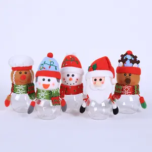 Confezione regalo decorativa natalizia scatola di caramelle vecchio pupazzo di neve alce barattolo di plastica trasparente con coperchio decorazioni natalizie barattolo di caramelle