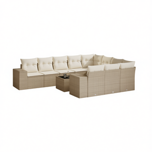 Conjunto de Sofás de Jardín de Mimbre Sintético, Color Beige, Muebles de Exterior Resistentes a los Rayos UV, Diseño Contemporáneo, Capacidad para Más de 10 Personas - Product Image 1