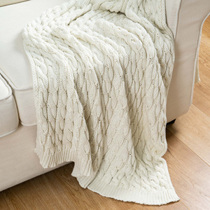 Manta de punto trenzado OEKO-TEX de doble cara con forro Sherpa, venta al por mayor directa de fábrica, fabricante de mantas de punto trenzado para sofá - Product Image 3