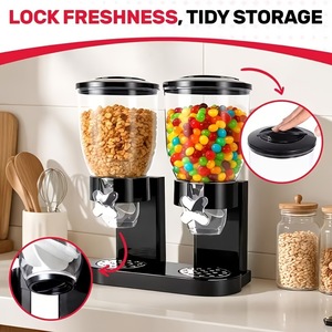 Dispensador de Cereales de Doble Cilindro con Recipiente de Almacenamiento para Cocina, Contenedor de Granos, Avena, Frutos Secos y Snacks - Product Image 2