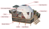 Couleur personnalisée 10M dômes géodésique de pvc avec ensemble de salle de bains géo tente de camping