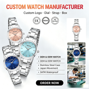 Montre analogique à quartz de luxe pour femme, 32 mm, cadran en verre, bracelet en acier inoxydable, or, argent, étanche, élégante et tendance - Product Image 1