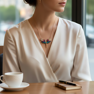 Colgante de Ángel hecho a mano para mujer, Collar de plata de ley 925 turca, joyería de moda - Product Image 3