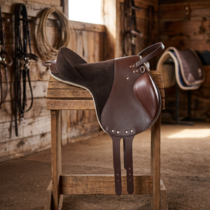 Silla de Montar Inglesa de Cuero de Caballo Personalizada de Alto Rendimiento, Diseño Ergonómico, Espuma Viscoelástica, Máximo Confort, Marca REAL, Uso en Exteriores - Product Image 3