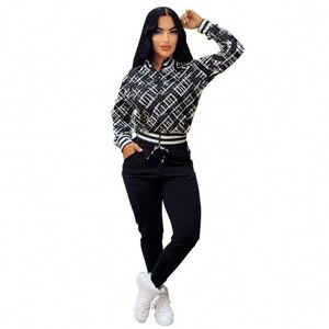 Completo Due Pezzi da <span class=keywords><strong>Donna</strong></span> 2024 con Giacca Casual con Zip e Stampa di Marchio di Lusso per Autunno Inverno <span class=keywords><strong>Abbigliamento</strong></span> <span class=keywords><strong>Trendy</strong></span> da Boutique - Product Image 3