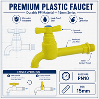 Robinet à long bec en PVC de Chine, filetage 15 mm, robinet en plastique étanche pour l'irrigation agricole, l'eau domestique et les conduites extérieures, vente en gros OEM
