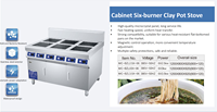 Table de cuisson à induction en céramique en acier inoxydable à 6 brûleurs, cuisinière électrique professionnelle pour restaurant