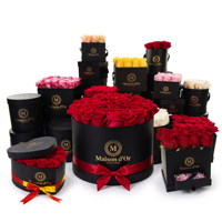 Boîte cadeau de luxe à deux étages en forme de cœur avec fleurs de rose, boîtes à fleurs personnalisées « Je t'aime » avec tiroirs