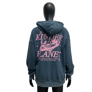 Custom Logo Stone Washed Pullover Street Style Women Acid Wash Sun Faded Hoodies Drawstring - Product Image 2