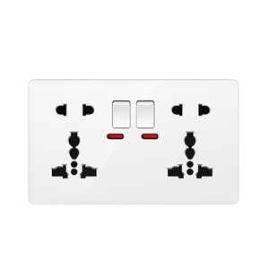 White Universal Double 5-pin Wall Power Outlet SDK Customizable 220V 10-pin Plug <b>Socket</b> <b>with</b> LED Indicator Light - Product Image 2
