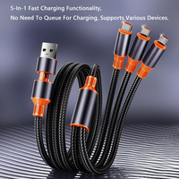 Câble USB 5 en 1 de haute qualité, câble tressé en nylon, USB C vers Type C 100W 6A, charge rapide et transfert de données pour divers appareils