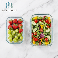 Ensemble de boîtes à lunch en verre bleu moderne avec clips de verrouillage sécurisés, réutilisables, hermétiques, pour l'école, le bureau, les repas
