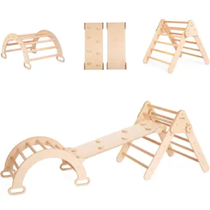 Montessori in legno per bambini Piklers triangolo palestra Set scala ad arco a rampa triangolo a dondolo struttura per arrampicata