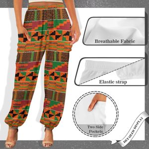 <span class=keywords><strong>Pantalon</strong></span> Harem Taille Haute Coupe Droite avec Poches Style Bohème Hippie pour Femme 100% Polyester Plage et Détente - Product Image 6