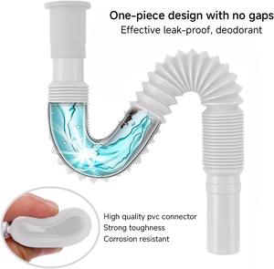 Cuisine salle de bain 1-1/4 pouces Flexible en plastique extensible tuyau de vidange Tube S-Trap universel lavabo tuyau de vidange - Product Image 4