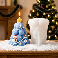 Moule en silicone pour bougie parfumée sapin de Noël, artisanat DIY de Noël, diffuseur en plâtre, pierre en résine