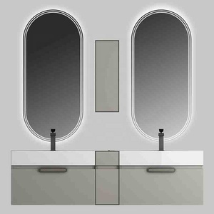 Bathroom Single Cabinet Set Modern Rectangular Resistant <b>Mirror</b> Cabinet Design Mdf Bathroom Vanity Cabinets with <b>Led</b> <b>Mirror</b> - Product Image 5