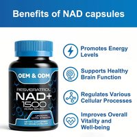 1500mg NAD+ liposomal pour adultes avec resvératrol, 45 jours de capsules, soutient la santé cellulaire et l'énergie