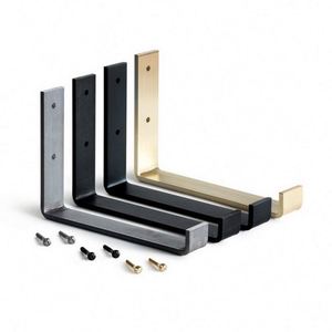 Custom Modern Iron Metal Scaffold Board Industrial Kitchen Floating Open Rustic J <b>Brackets</b> Single-Side <b>Black</b> Powder Coated 75lbs - Product Image 1