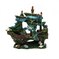 Décoration d'aquarium en résine, navire pirate échancré, bateau à voile artificiel, ornement pour aquarium, aménagement paysager aquatique