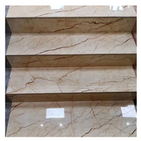 Dalle de pierre d'or Softiel en marbre beige crème turque Carreaux d'escalier personnalisés Marches Riser Escalier en colimaçon