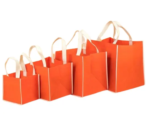 Сумка для покупок, нетканые сумки, сверхпрочные нетканые сумки с квадратным дном (оранжевые)