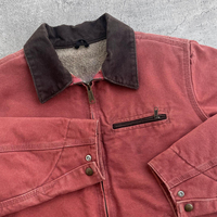 Veste de Travail Homme Personnalisée 14 oz en Toile Canard Épaisse Délavée, Style Vintage Ouvrier Detroit, Zippée pour Charpentier ou Bricoleur