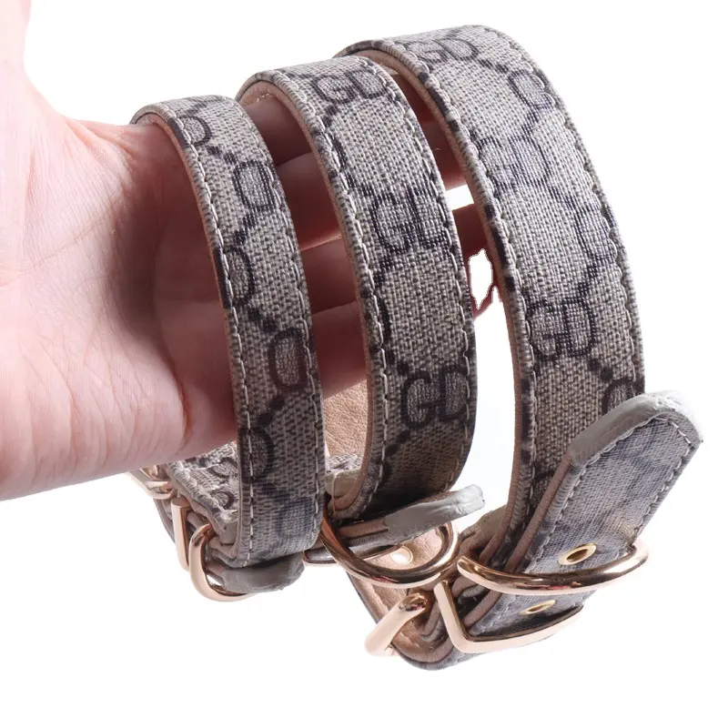 Hot Selling Luxury Brand Leather Wholesale Dog Collars Waterproof Dog Collar Designers Pet Dog Harness Leash And Collar