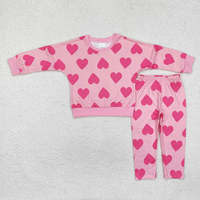 Daddy's Valentijnsdag Lente Zomer Casual Print Tweedelig Eco-vriendelijk Spandex/Polyester Meisjesset