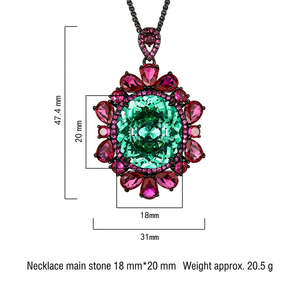 Wholesale Premium Polished Eco-friendly <b>Copper</b> Cubic Zirconia Jewelry Simulation Colored Gem Stone Pendant Necklace for Women - Product Image 3