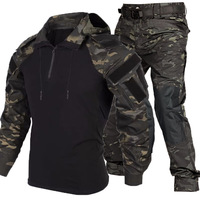 Ensemble Tactique Unisexe Noir Gris Édition SP2 Industrielle : Chemise et Pantalon de Combat en Polyester pour Printemps/Automne (Tenue Wind Frog)