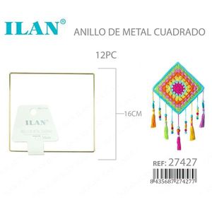 Anello quadrato in metallo ILAN da 16 cm per decorazioni in macramè - Product Image 2