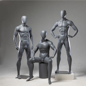Maniquí Masculino de Fibra de Vidrio Gris Mate, Cuerpo Completo Musculoso, para Exhibición de Ropa Deportiva en Tiendas - Product Image 1