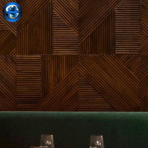 Piastrelle in <span class=keywords><strong>Legno</strong></span> 3D di Alta Qualità a Forma di Mezza Striscia, Pannello Decorativo in <span class=keywords><strong>Legno</strong></span> Massiccio per Interni - Product Image 4