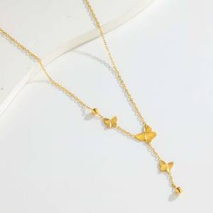 1PC Women's Stainless Steel 18K Gold Plated 3D <b>Butterfly</b> Tassel Statement Necklace-Trendy <b>Bead</b> Design Versatile Fashion Gift - Product Image 5
