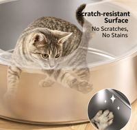 Bac à litière pour chat rond décoratif dissimulé, anti-odeur, en acier inoxydable, avec plante artificielle et pelle