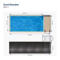 Piscine modulaire de luxe de 5,3 m en conteneur, piscine hors sol préfabriquée pour jardin, villa, extérieur