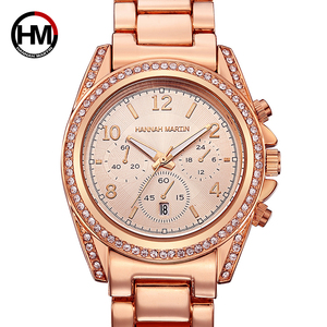 <span class=keywords><strong>HANNAH</strong></span> MARTIN WATCH FACTORY Montre de luxe pour femme, anti-magnétique, étanche, bracelet 3 bar, 40 mm, or rose, 18 mm, diamant, tendance - Product Image 5