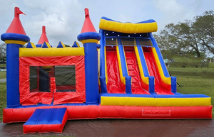 Castello Gonfiabile con Scivolo d'Acqua, Struttura Gonfiabile Rossa Combinata, Castello Rimbalzante Commerciale per Bambini - Product Image 6