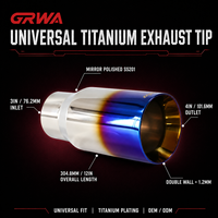 Ujung Knalpot GRWA Performance Universal SS201 Titanium Dinding Ganda 3 Inch Inlet 4 Inch 12 Inch Custom F80 M3