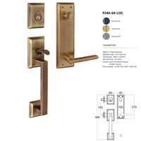 Cerraduras y llaves de puerta antiguas de estilo europeo populares, manijas de cerradura de puerta delantera doradas de latón moleteado de lujo