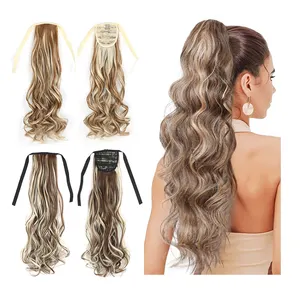 Shinein 18 Inch Synthetic Yaki Straight Pony Tail Hair Extensions Hairpieces Wrap Around Puff Afro Kinky Hair Ponytail