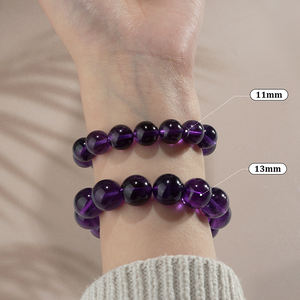 Joyería fina 100% pulseras elásticas de cristal púrpura de amatista genuina brazalete 7A pulsera de amatista uruguaya Natural - Product Image 4