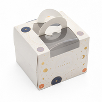 Personalisierte Logo-Geburtstagsverpackung Kuchenbox Karton Cupcake-Gebäck-Bäckerei-Kuchenpapierbox-Verpackung mit Griff und Fenster